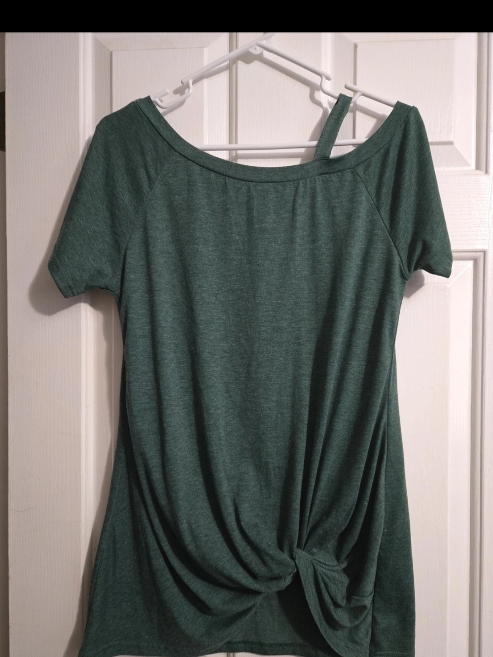 Asymmetrical Twist-Knot Short Sleeve Tunic - Green